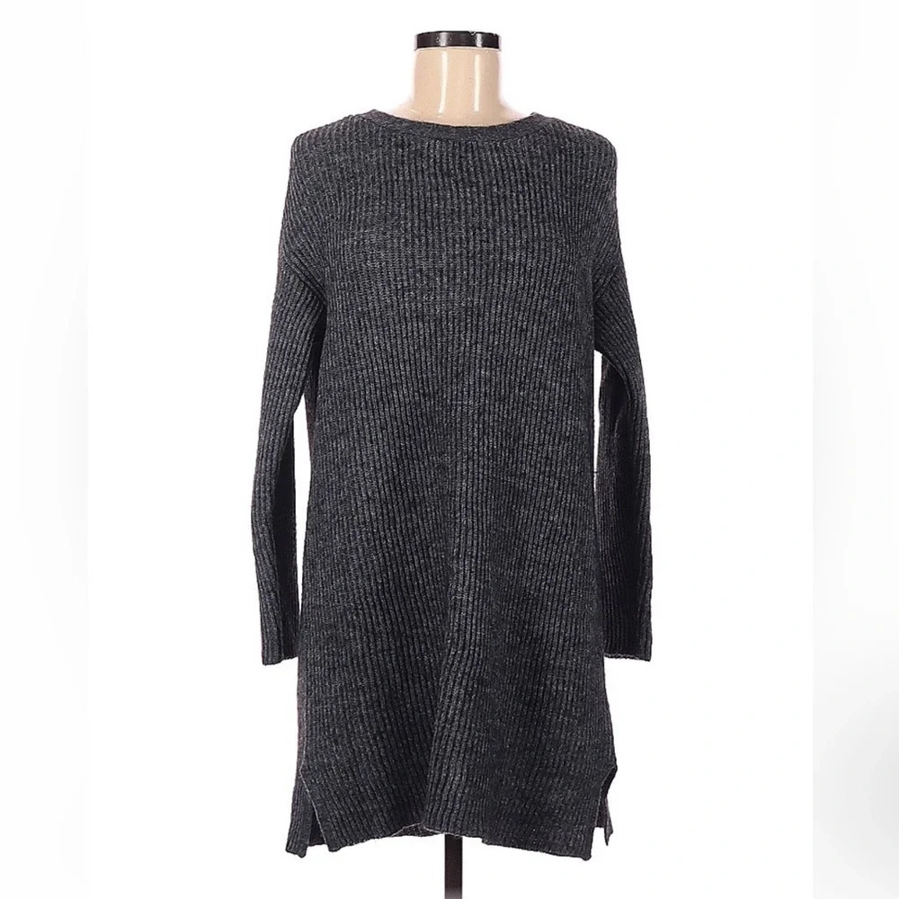 J. Crew | Sweater Dress Gray Open Back Long Sleeve Wool Alpaca Blend Size M - Picture 2 of 5